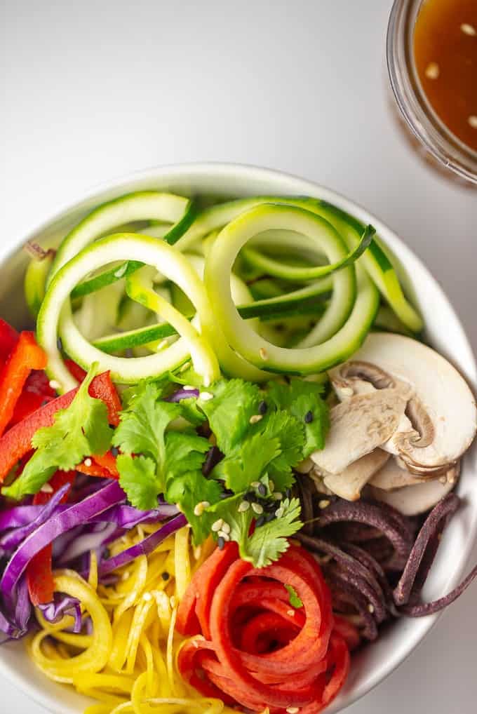 Rainbow Salad with Sesame Ginger Miso Dressing