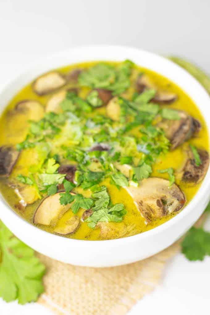 Vegan Keto Curried Mushroom and Cauliflower Soup