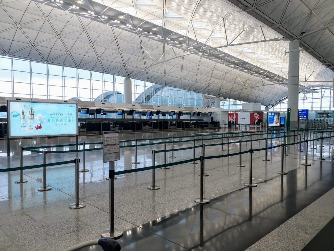 Empty Hong Kong International Airport during coronavirus pandemic