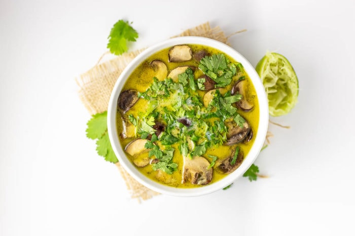 Vegan Keto Tom Kha Mushroom Soup is healing and delicious