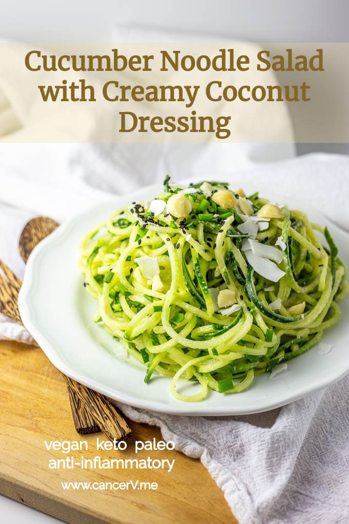 Cucumber Noodles Salad with Creamy Coconut Dressing is vegan, keto, paleo and anti-inflammatory