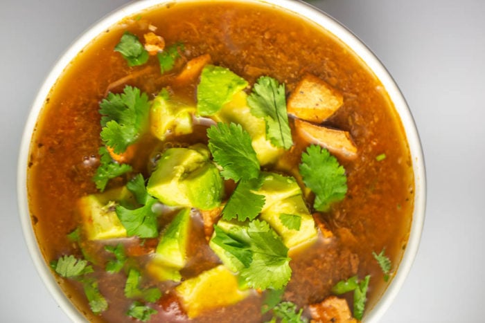 This tortilla-style soup uses jackfruit to keep to vegan and keto-friendly | Soil and Seed diet