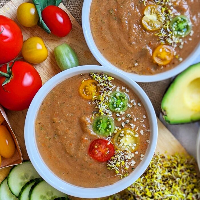 Super simple plant based gazpacho is low carb and low calorie
