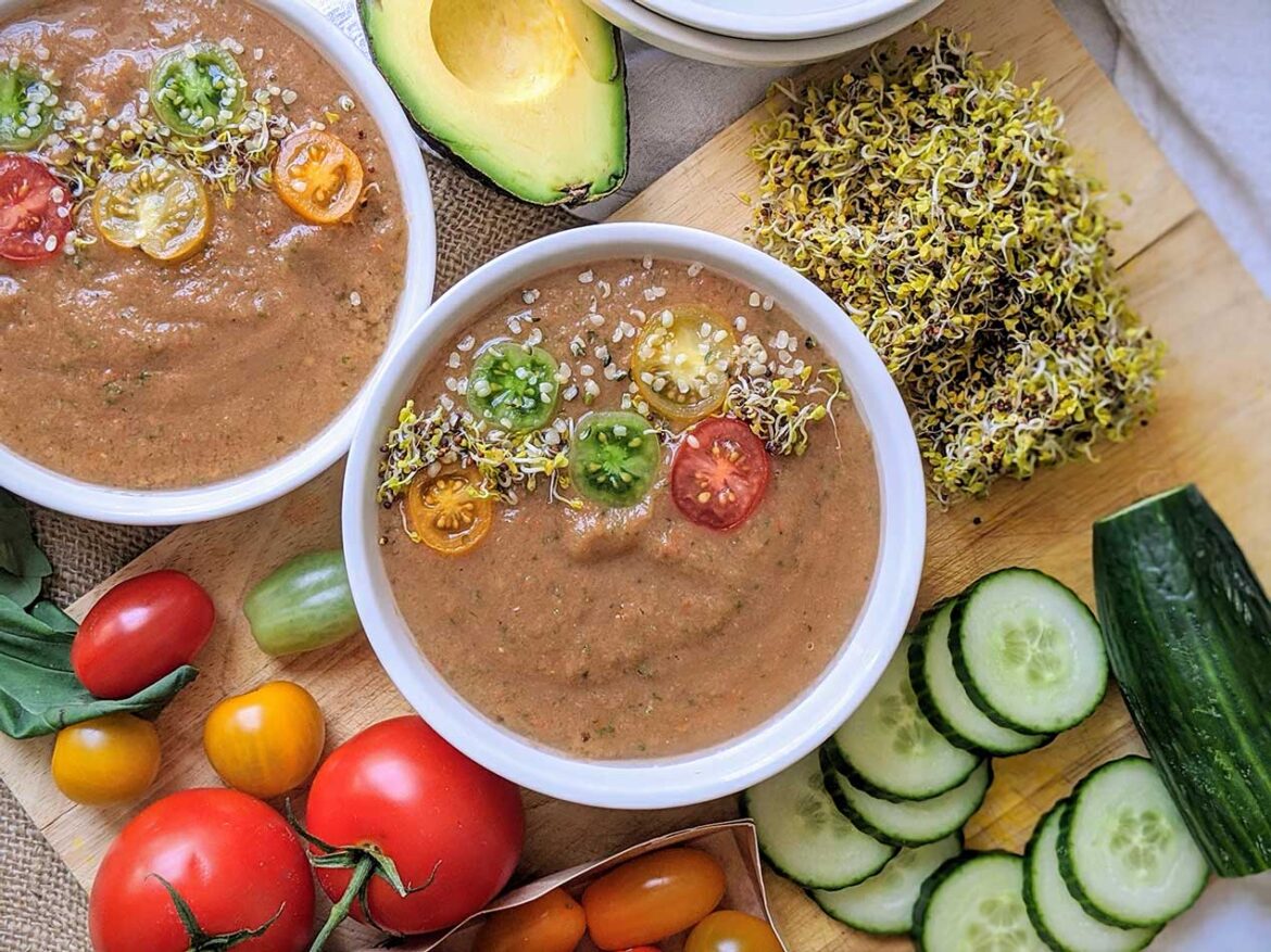 This simple vegan keto gazpacho takes just 5 minutes to make