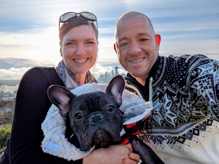 Maggie, Brad and Remy in Seattle